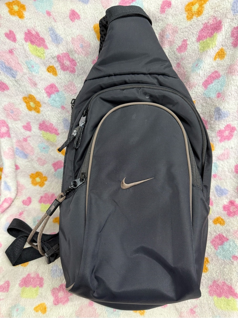 Nike Black Sling Bag with Tan Trim